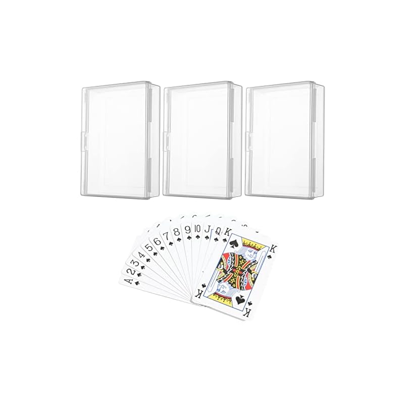 Prasacco 3 Pieces Clear Playing Card Boxes, Plastic Storage Box Holder, Card Deck Case, Empty Playing Cards Storage Organizer for Bank Cards, Business