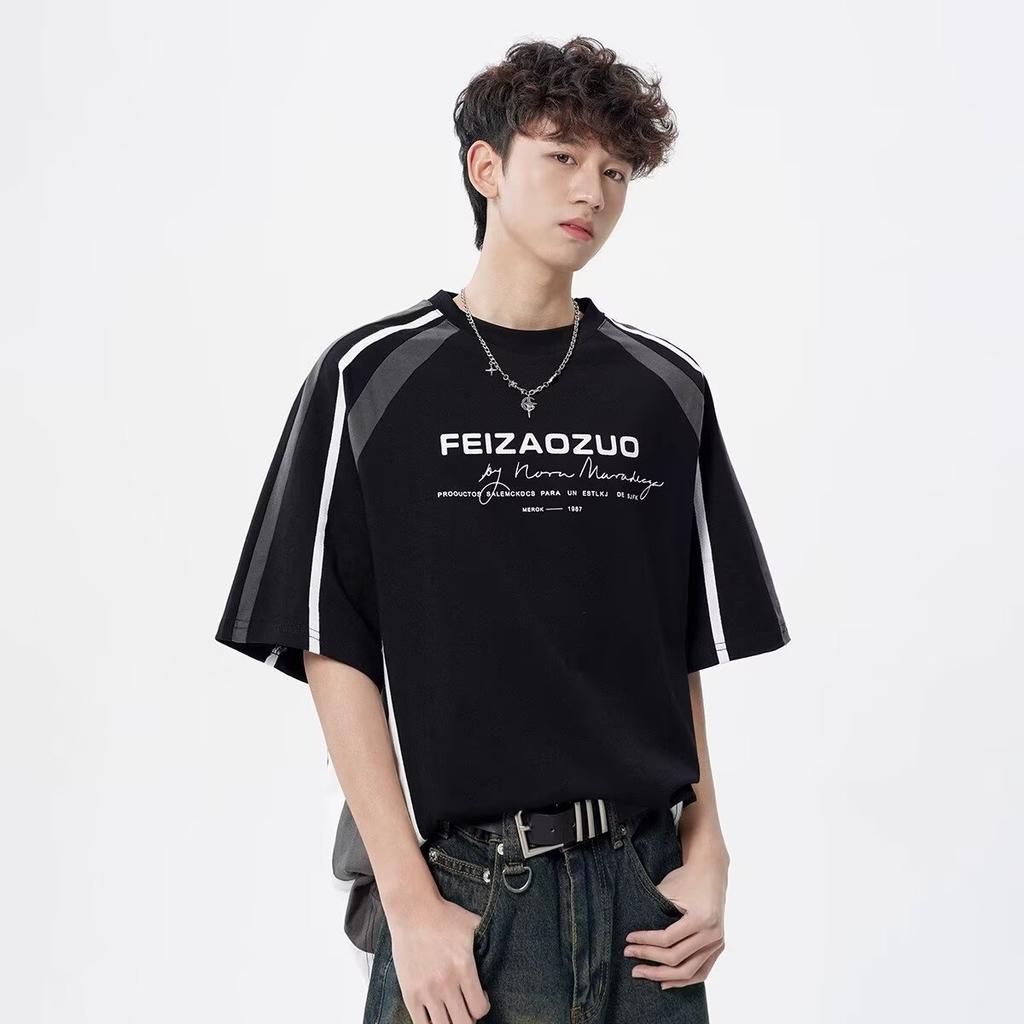 Short Sleeve T T-shirt Men's Fashion Brand Summer Loose Half Sleeve2025New Internet Hot Fashionable Ins Simple Printed Top