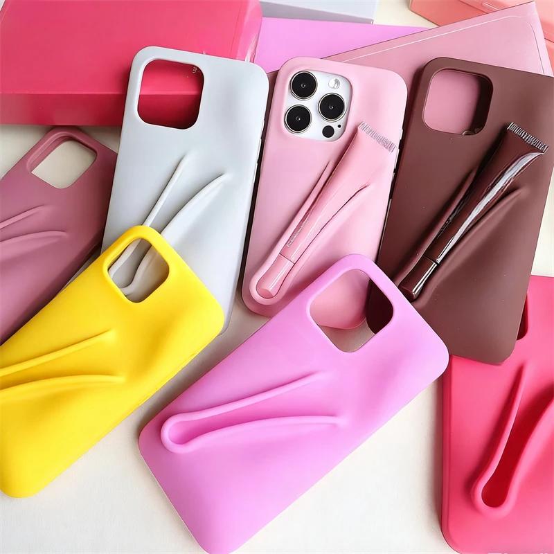 Make-up Dopamin Lipgloss Hülle für iPhone 17 16E 15 Pro Max 11 12 13 14 Plus 17 Air Lippenstift Halter Handyhülle Mit Lipgloss