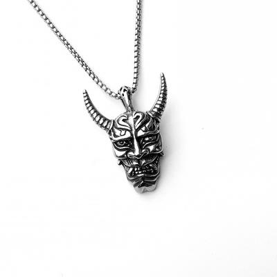 Street Prajna Mask Pendant, Hip-Hop Titanium Steel Necklace Personalized Men'S Necklace