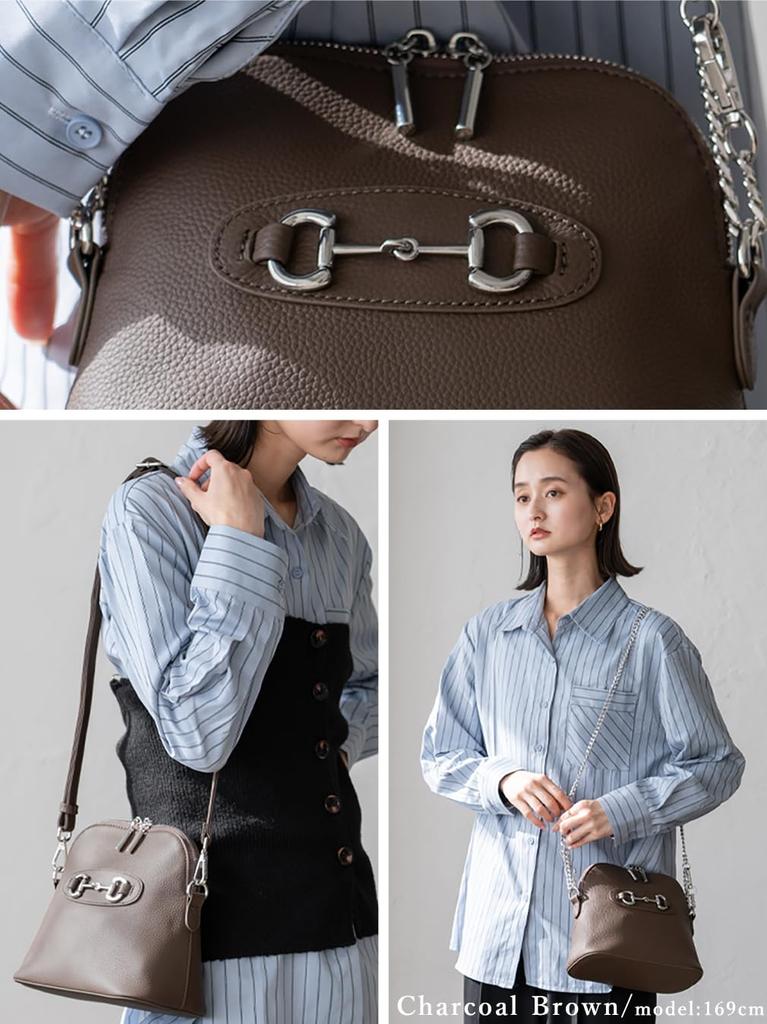 VITAFELICE Echte Leder Mini-Umhängetasche für Damen, sib-20053n (Kohlebraun)