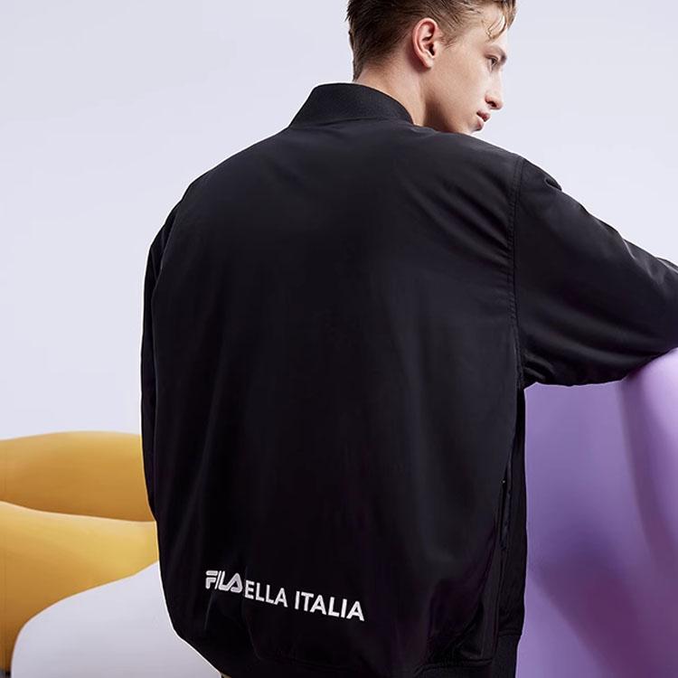 Fila Letter Print Sports Casual Long Sleeve Cotton Jacket Winter Men Jacket Black F51M249999F-BK