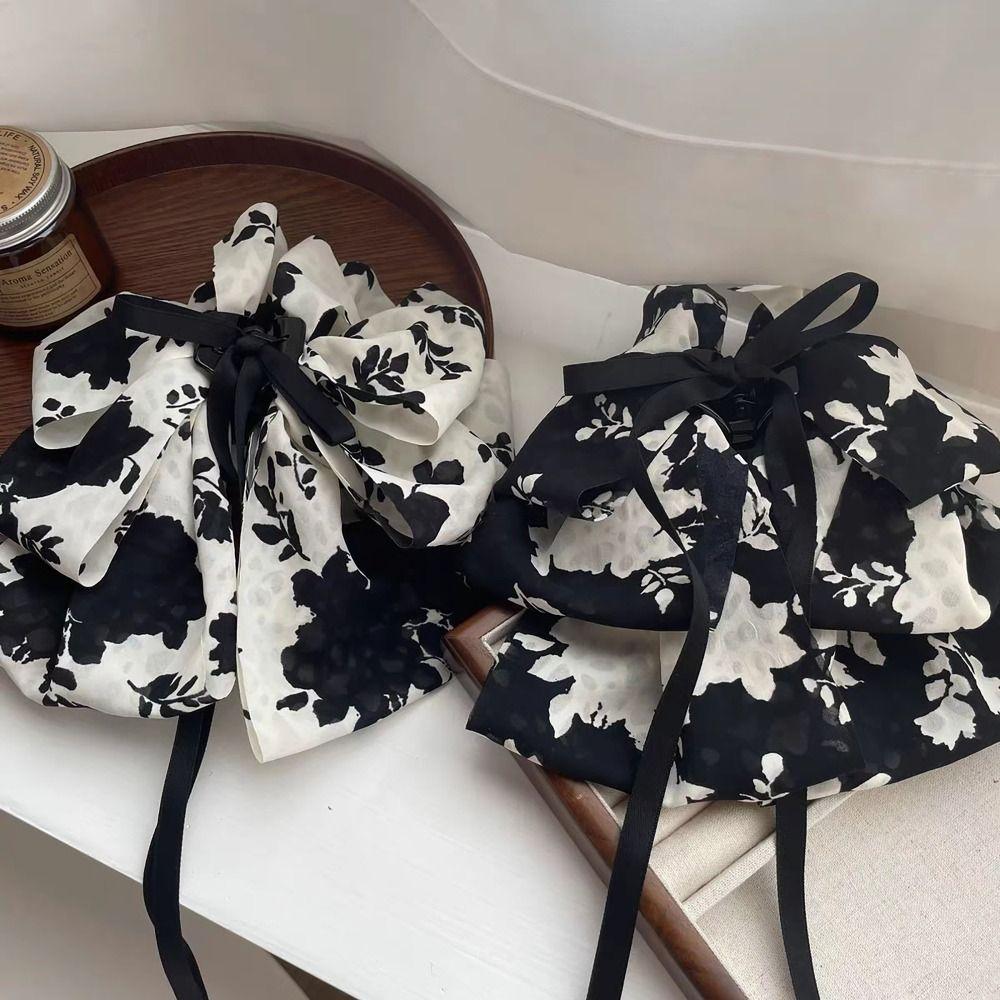 French Style Grab Clip Back Head Hair Clip New Ribbon Hair Clamp  Women Girls