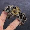 Ammonite Fossil Handmade Copper Wire Wrap Cuff Bangle Adjustable w3L58