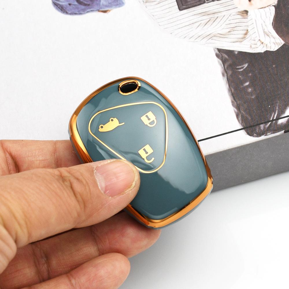 Gold Edge TPU Remote Key Case Cover 2/3 Buttons Shell Fob Holder For Renault Logan DACIA Megane Espace Laguna Duster Sandero Fluence Clio