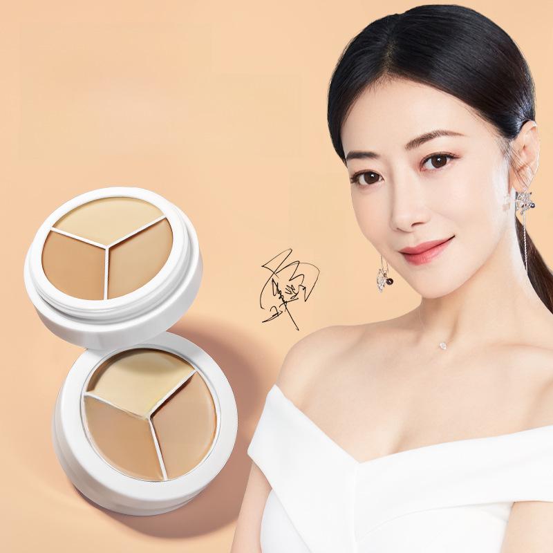 Hanlun Meiyu Silky Triple Tone Concealer for Acne, Dark Circles, Spots - Moisturizing, Long-lasting Repair Cream