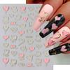 Samolepky na nehty se srdíčky, 3D červená, růžová, zlatá, láska, design, samolepky na nehty, valentýnská sladká manikúra, slider