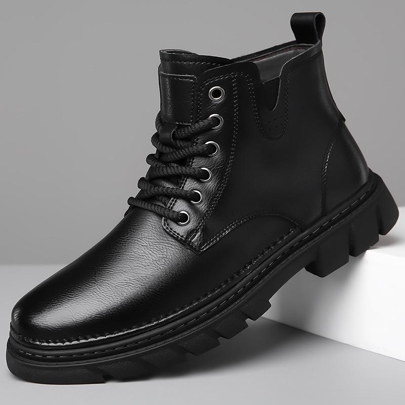 Winter Men's Thermal Boots High Top Warm Lined Anti-Slip Casual Shoes Retro Ankle Boots Non-Slip Comfortable Outdoor Snow Boots