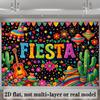 The 2D Background Image of the Carnival Themed Party Features Colorful "Fiesta" Text In the Center