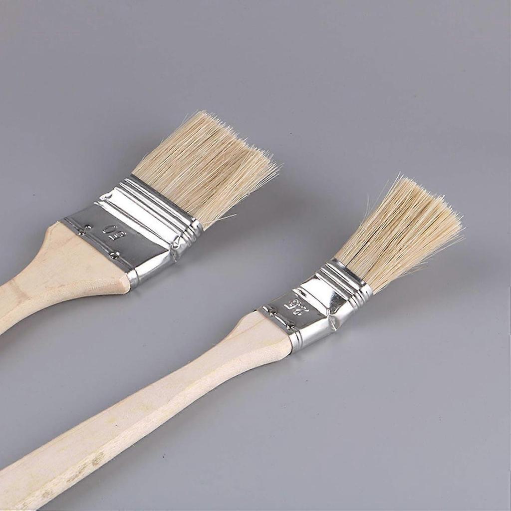 Radiator Brush, 6Pcs Flat Brush Angled Head Super Quality Hog Bristle Brush Flat Brushes with Wooden Handle Width 25-40-50mm, for Painting Stains a