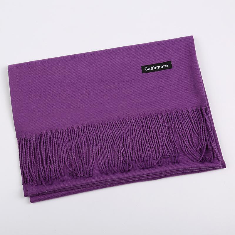 Solid Color Cashmere Scarf Women'S Autumn And Winter Explosion 220G Classic Light Board Monochrome Tassel Versatile Warm Shawl Gift