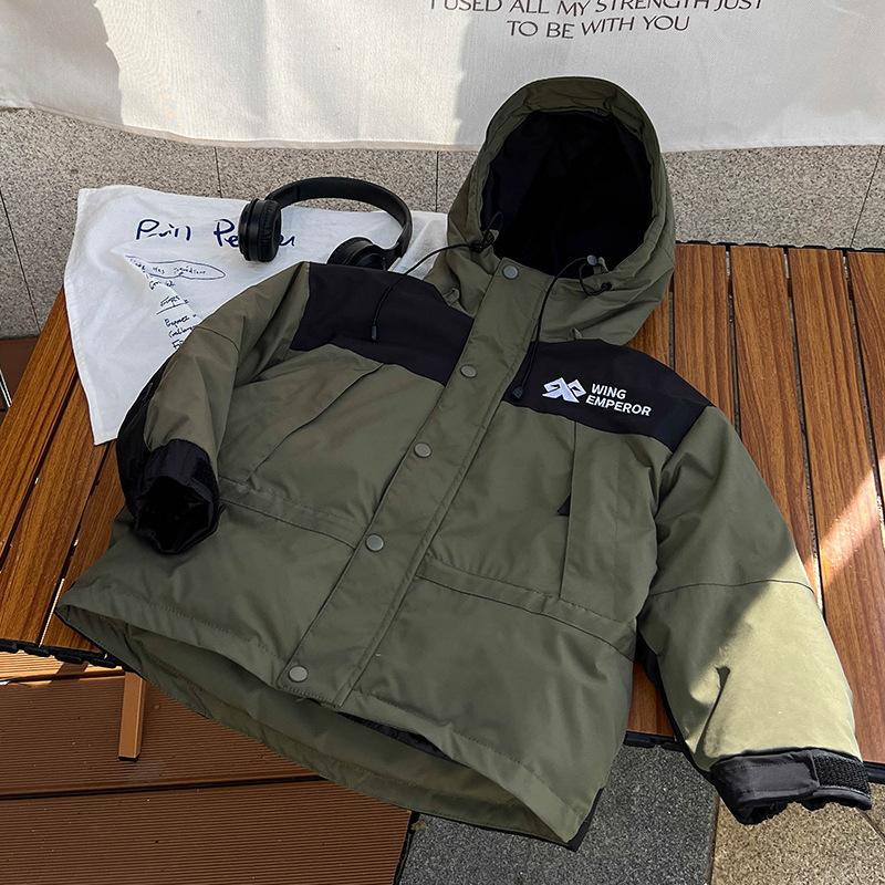 

Детские пуховики на осень и зиму, вышитые девичьи ветровки черного и золотого цвета, куртки и пуховики для мальчиков 120cm зелёный