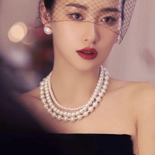 Fashion jewelry, bohemian multi-layer necklace, popular street auction popular pearl necklace.