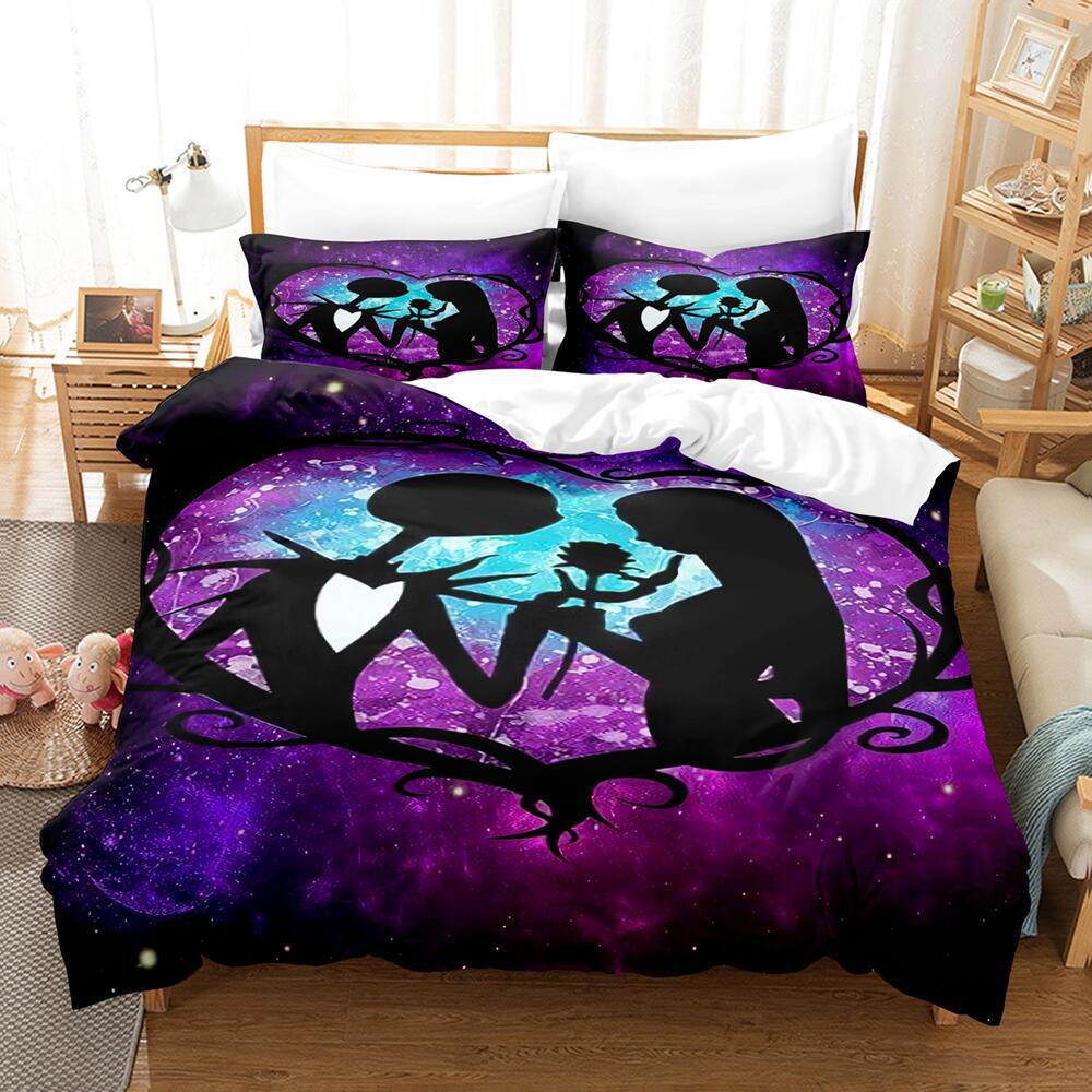 Animation Cartoon Digital Printing Bedding Christmas Eve Fright Polyester Cotton Microfiber Duvet Set Three-Piece Set