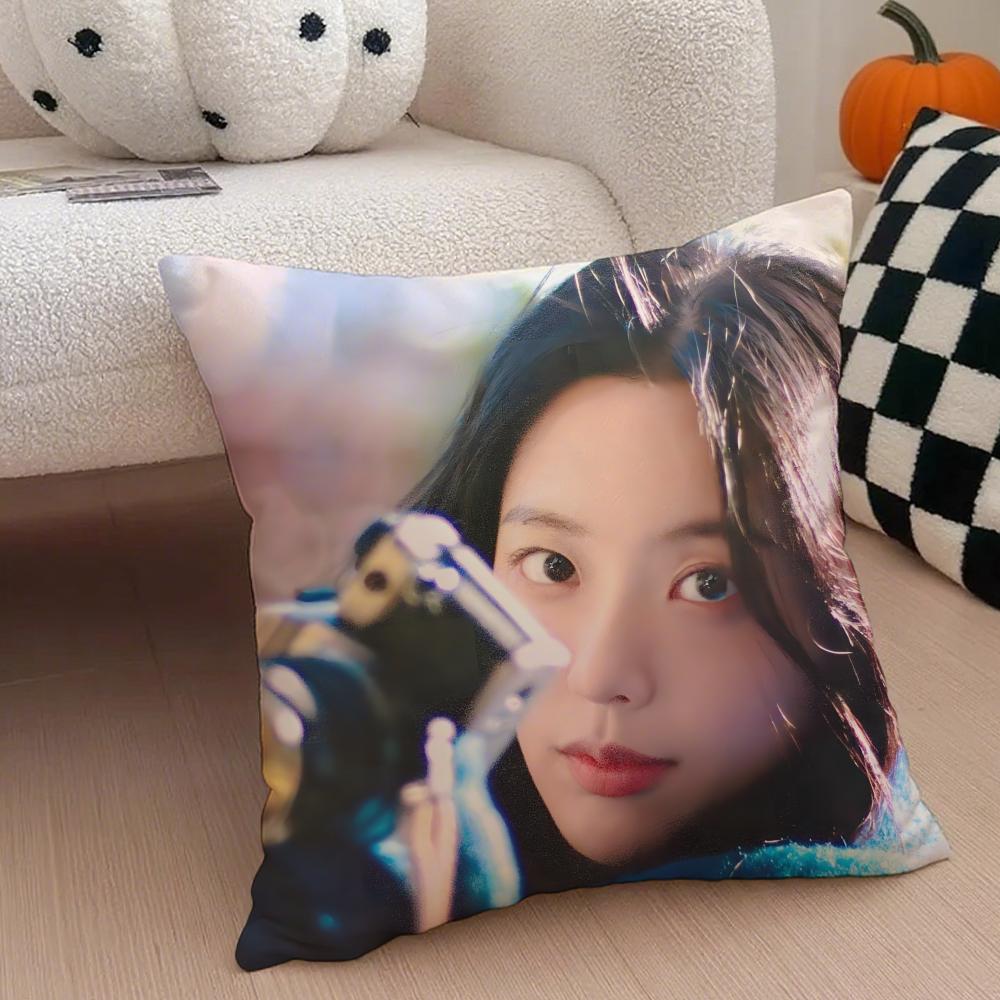 Korean KKim Ji Wons Beautiful Girl Cushion Cover Throw Pillow Cover Hidden Button Durable Polyester Chair Cushion
