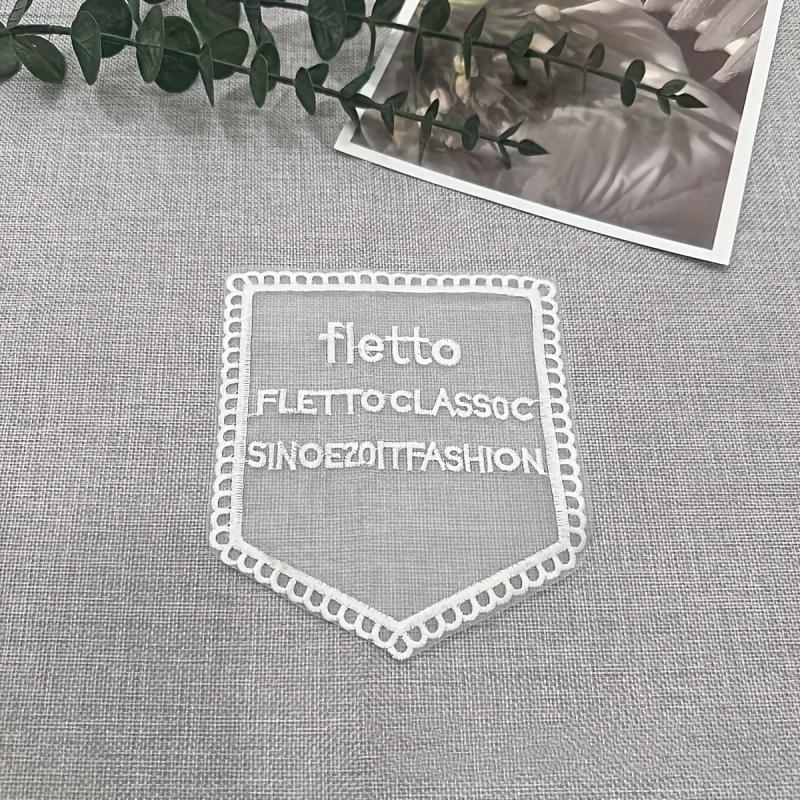 1pc Elegant White Lace Embroidered Patch, Floral & Geometric Patterns Sew-On Applique for Clothing DIY Crafts Denim Pocket Decoration Sewing Supplies