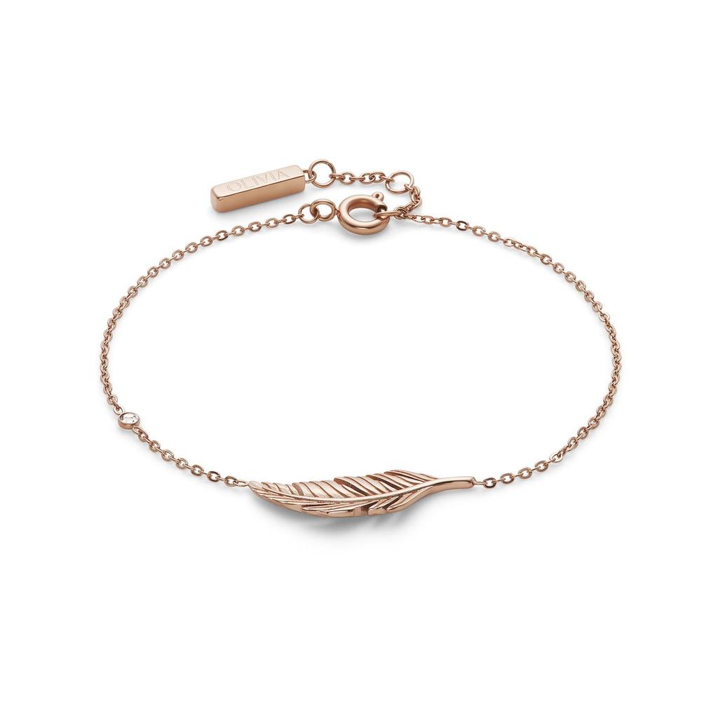 Olivia Burton Signature Feather Rose Gold Authentic Imported Bracelet, 24100217,