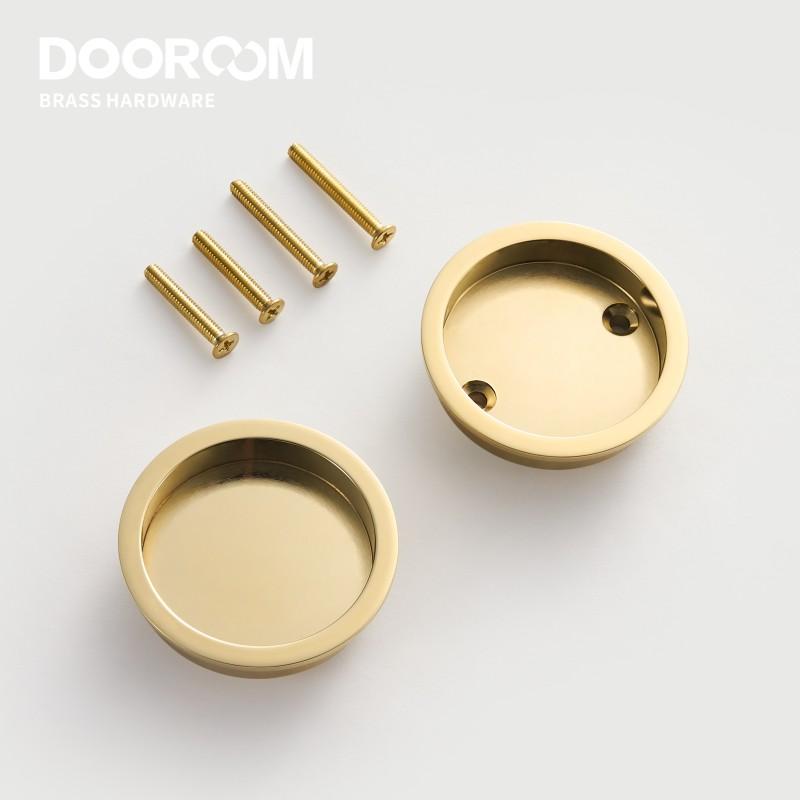 Dooroom Brass Sliding Door Handle Door Lock Set Kitchen Bathroom Wood Door Modern Inlaid Super Thin Shiny PVD Gold Matt Black