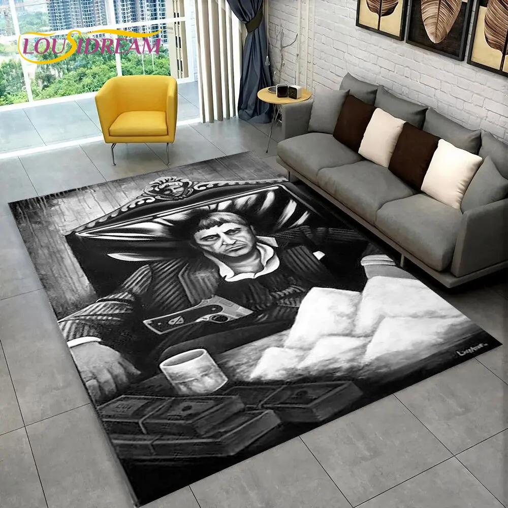 Film Scarface Tony 3D Baskılı Alan Halısı Büyük, Oturma Odası Yatak Odası Kanepe Giriş Halısı Dekorasyonu İçin Halı Kilim, Çocuk Oyun Kaymaz Zemin Matı