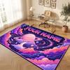 Space Cosmic Theme Crystal Velvet Floor Rug Personalized Custom Name Text Warm Carpet Home Decoration