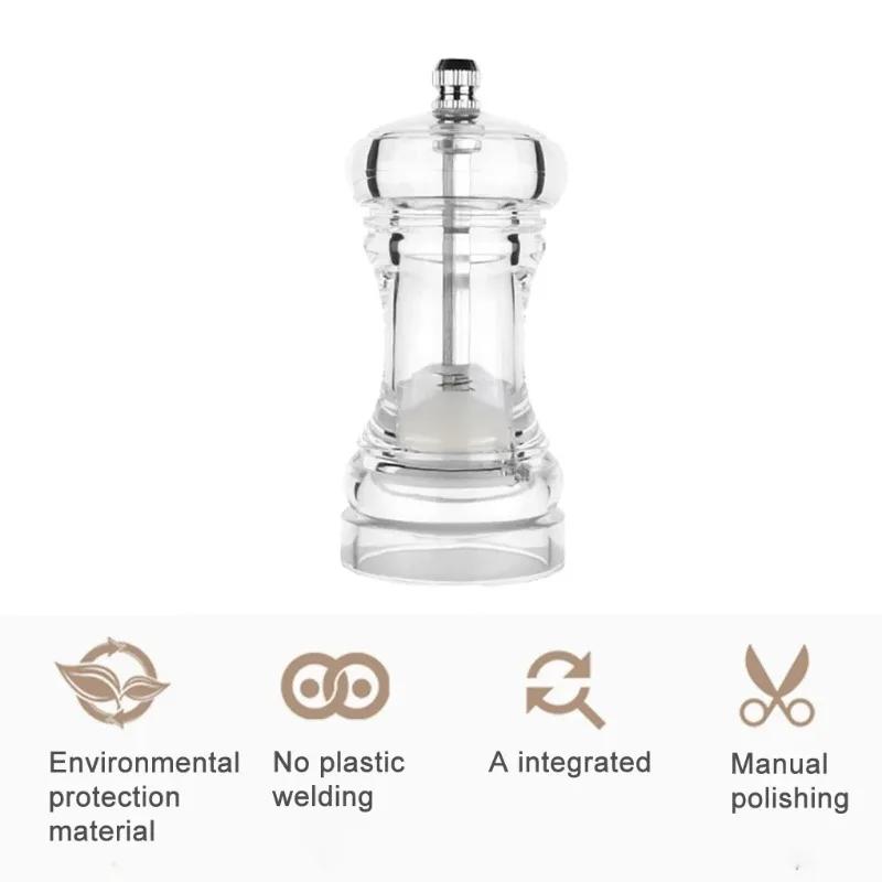 Transparent Pepper Grinder Salt Mill Machine Crusher Spice Grinding Handheld Seasoning Containers Bottle Gadgets