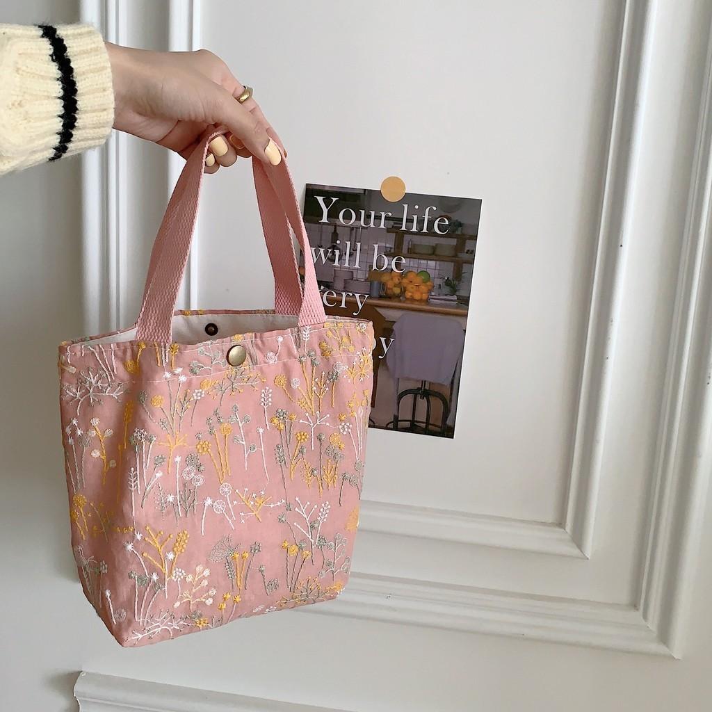 Stylish Canvas Tote Bag With Floral Prints Soft Handle For Casual Wear