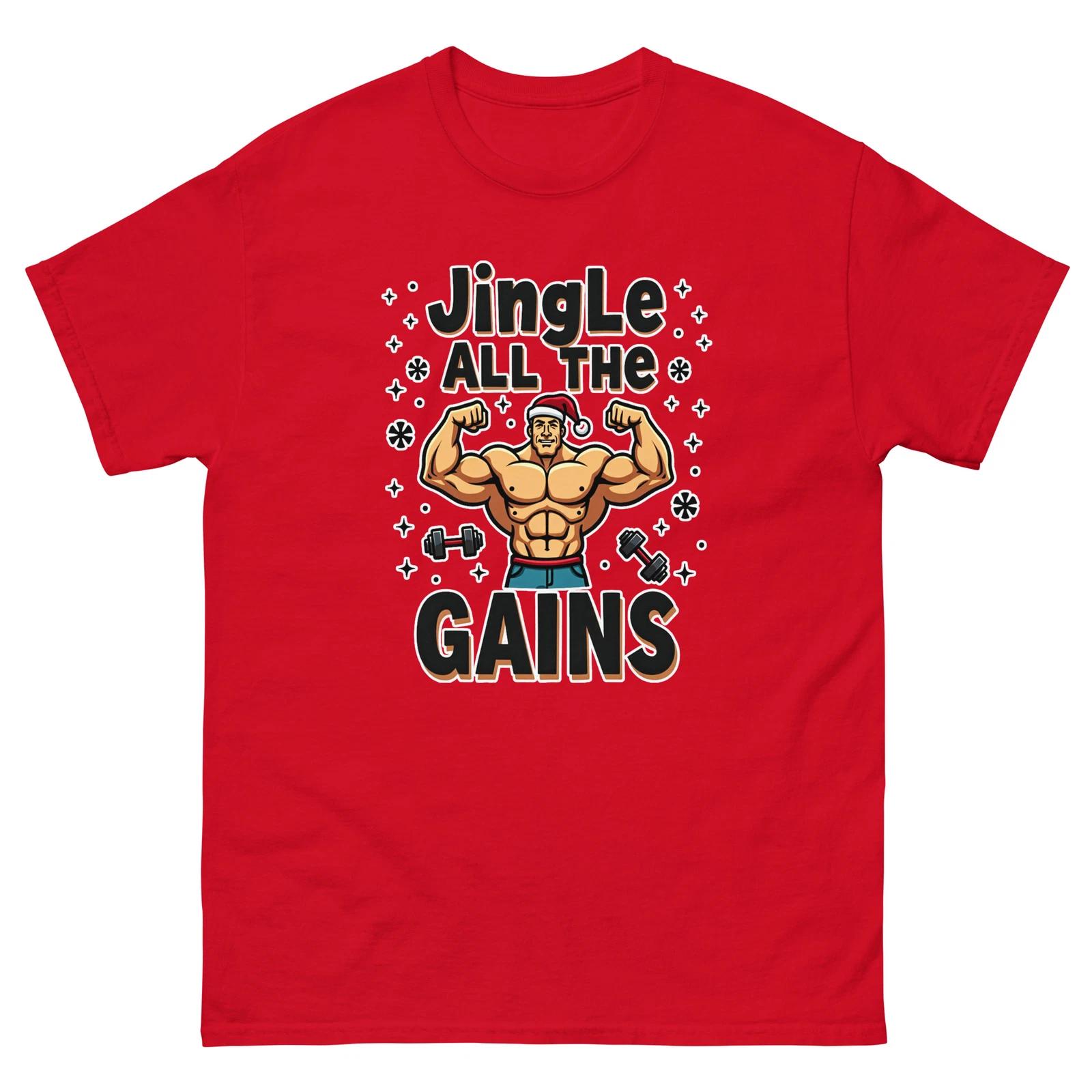 Jingle All The Gains Christmas Xmas Funny T-Shirt M
