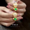 European and American Medieval Light Luxury Stud Earrings, French Celebrity Exquisite Sense of Green Resin Imitation Pearl Inlaid Earrings Women