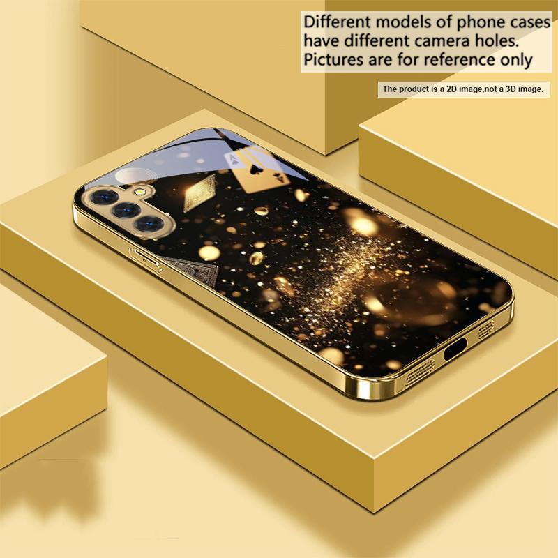 Mysterious Golden Poker For Samsung Galaxy S20 FE S21 S22 S23 Plus S24 Ultra 25Ultra S21+ S9+ S22Plus Golden Glass Phone Case