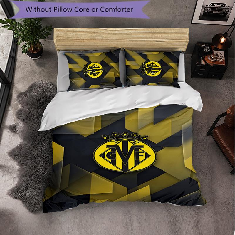 Villarreal FC Themed Bedding 3Pcs Duvet Cover Set Decorative Bed Linen For Teen Room Home Decoration