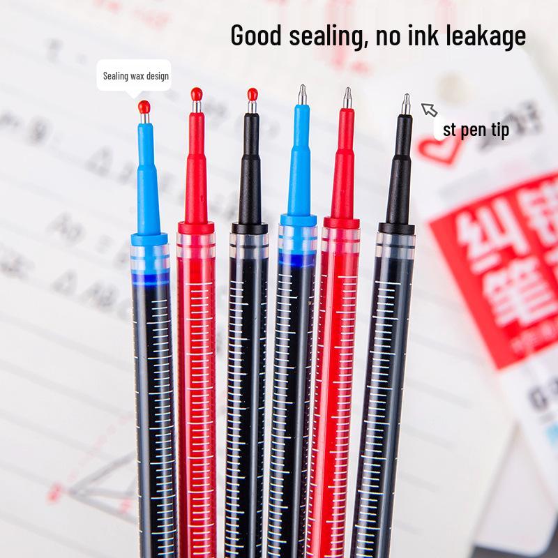Large Capacity Quick-Drying Hobby Pen Refill, 0.5mm ST Spring Bullet Tip, Clickable Cartridge in Black, Blue, Red
