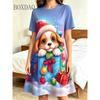 Summer Ladies Santa 3D Printed Short Sleeve Dress