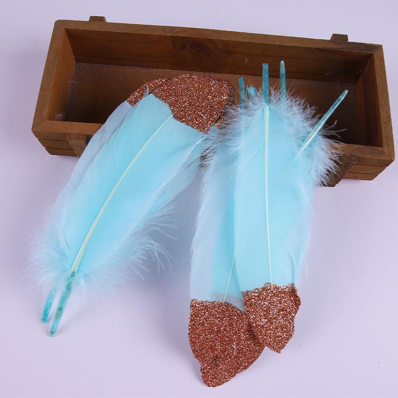 DIY Feather Jewelry Accessories: Large Floating Gold Feather, Small Straight Knife, Spray Gold Gradient Feather