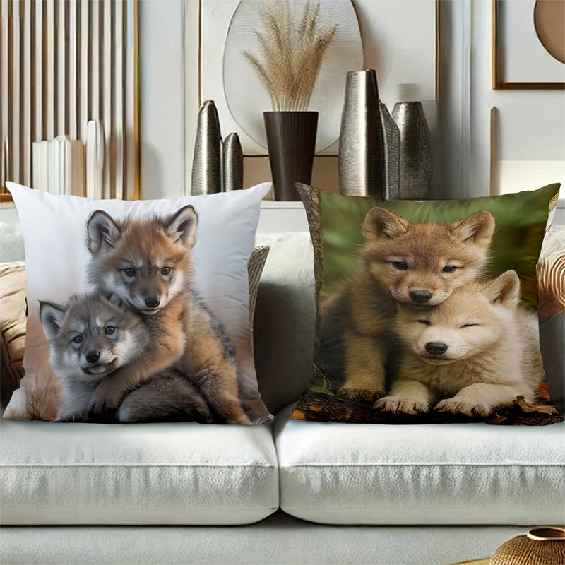 Wolf Pattern Pillow Covers Cute Wolf Family Design Polyester pillowcase, sofa decorative cushion cov Headboard Pillow