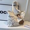 Herbst/Winter Damen Cartoon Canvas Tragetasche - Schultertasche mit großem Fassungsvermögen für Uni und Pendeln