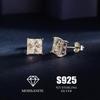 7MM MOISSANITE Square Princess Stud Earrings Unisex 925 Silver Passes Tester
