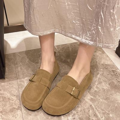 Women's Spring and Autumn 2024 New Velvet Flat-soled Single Shoes Women's One Pedal Soft-soled Sleeve Doudou Shoes Women