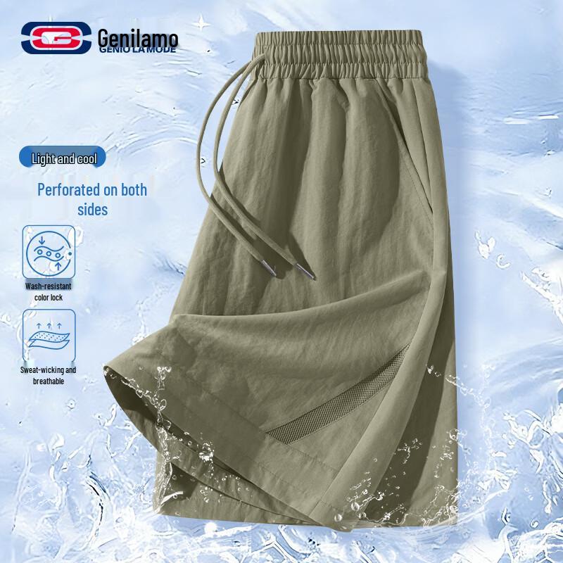 GENIOLAMODE Men s Solid Color Casual Summer Shorts L