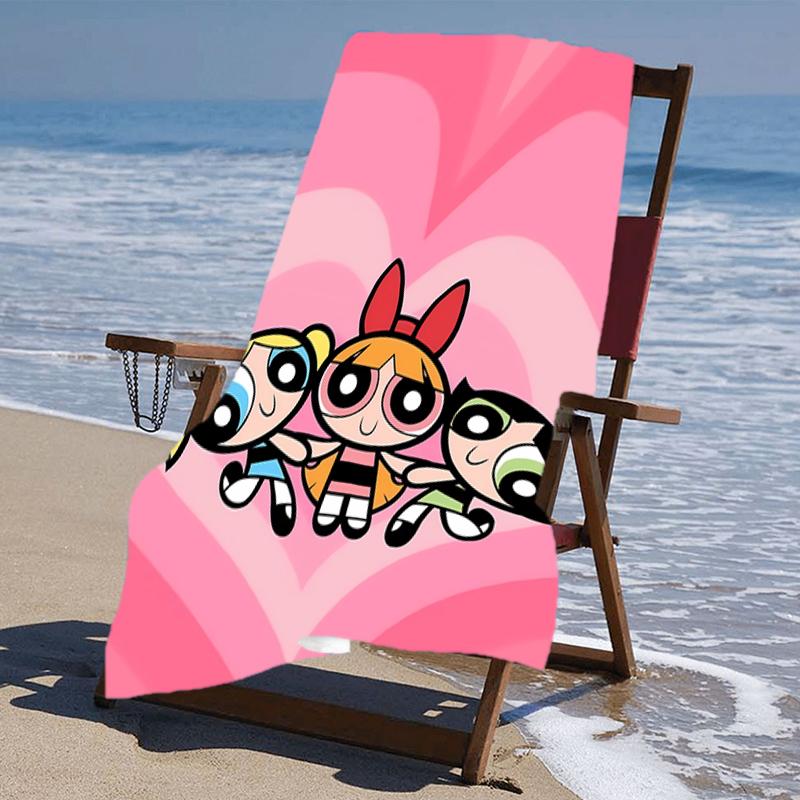 proof beach towel with a The Powerpuff Girls2 pattern - soft,absorbent,quick-drying,machine washable - perfect for swimming,camping,bathing