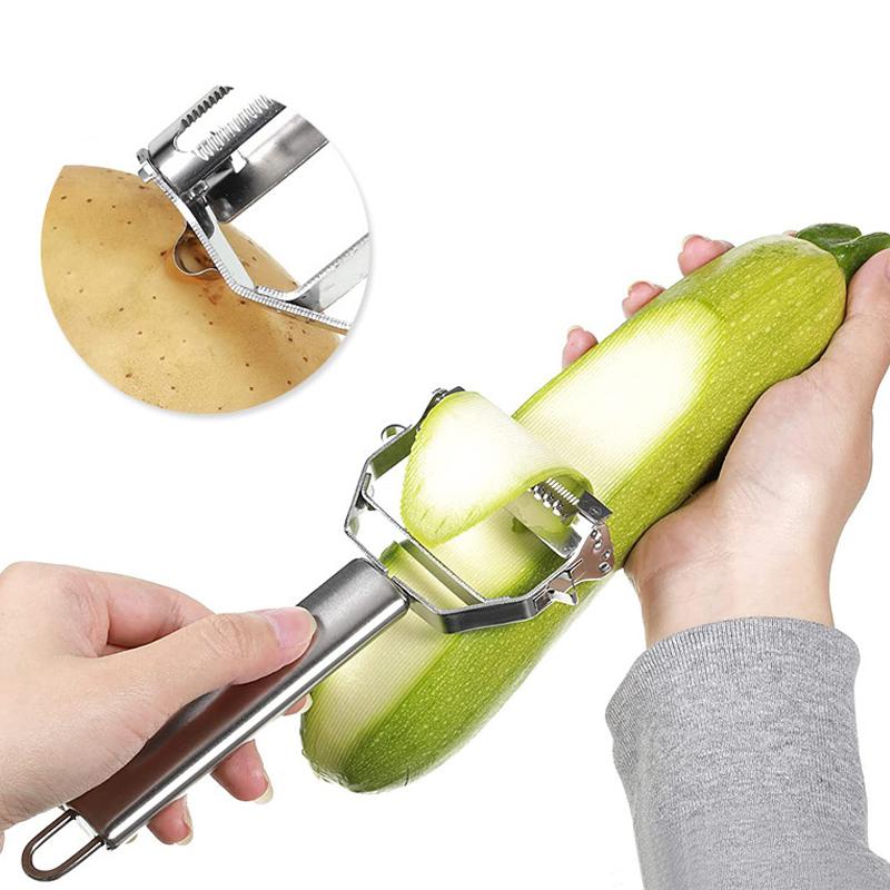 4in1 Vegetable Peeler Stainless Steel Melon Planer Multifunction Double-Head Peeler Fruit And Vegetable Peeler Kitchen Gadgets