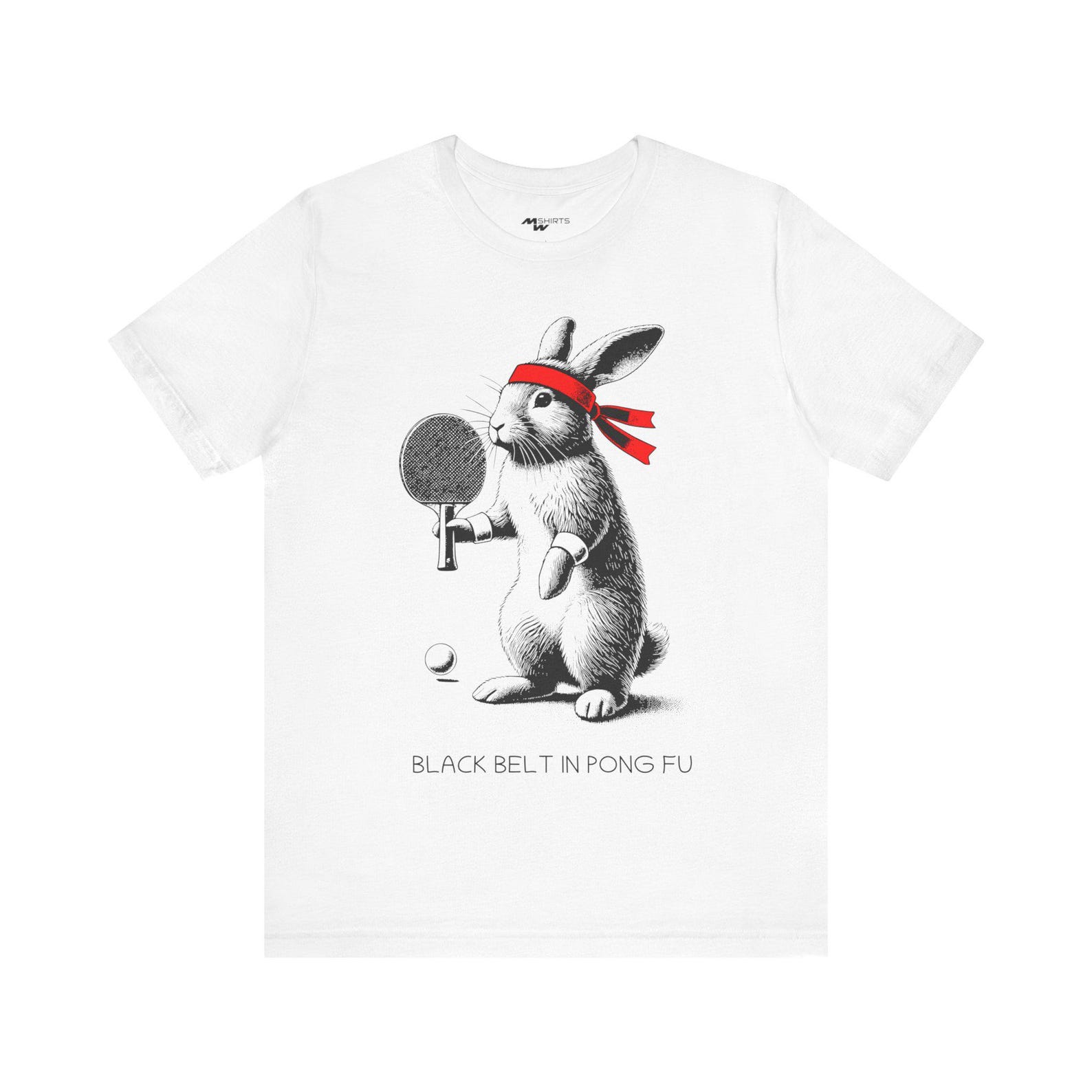 Engraved Bunny T-Shirt: Blackbelt in Pong Fu, Unique Sports Apparel XL