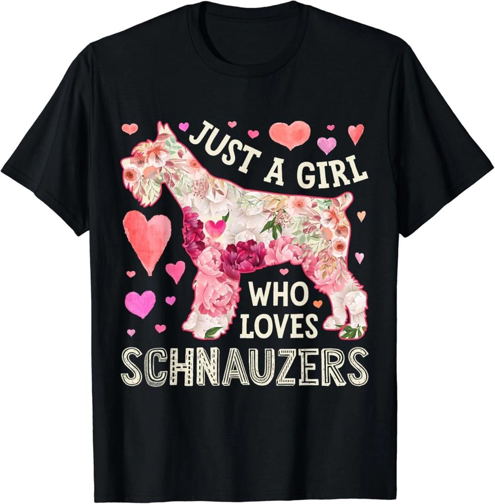 Schnauzer Nur Ein Mädchen Das Schnauzer Liebt Hund Blume Floral Geschenk Unisex T-Shirt
