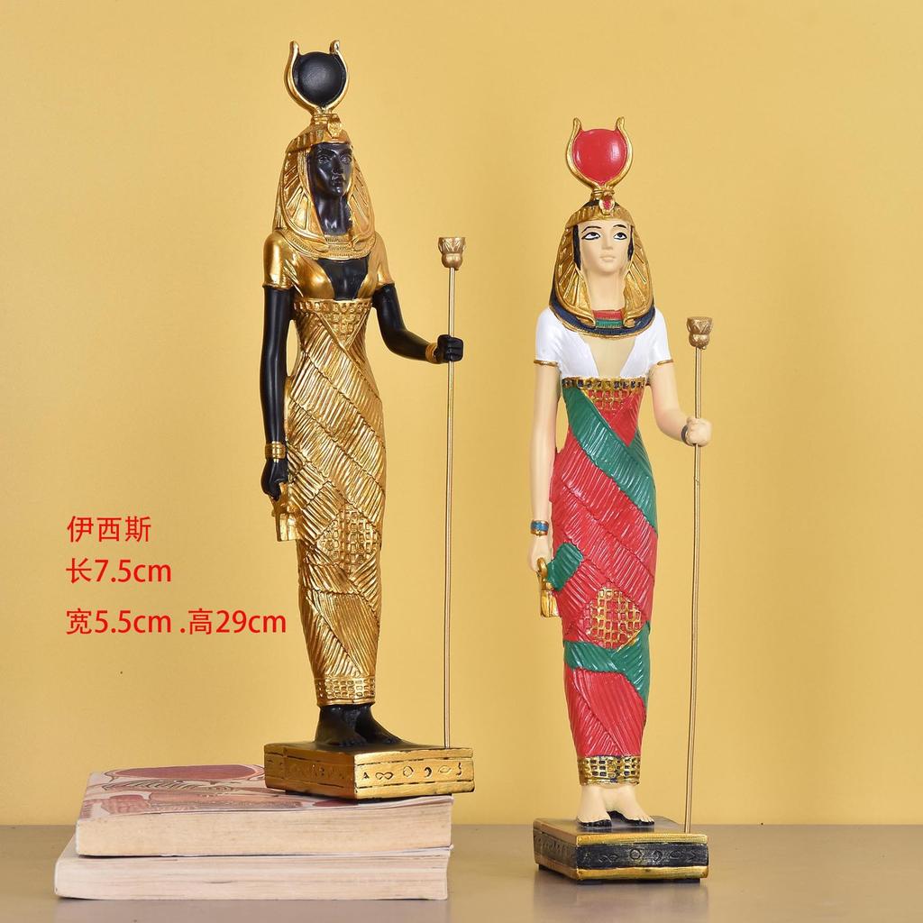 Egyptische farao goudkleurig masker hars beeldhouwwerk ambachten godin Isis huisdier kerkhof beschermheilige huis entree decoratie