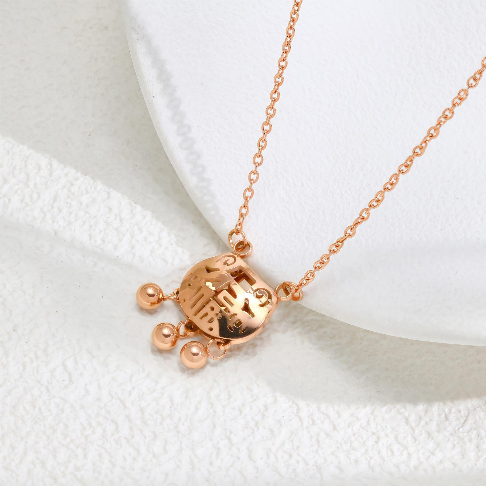 Ping An Lock Titanium Steel Necklace Women S Longevity Lock Pendant Niche Clavicle Chain Women S Ruyi Ping An New Gift