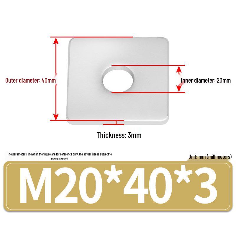 304 Stainless Steel Thickened Square Flat Washers M4-M24
