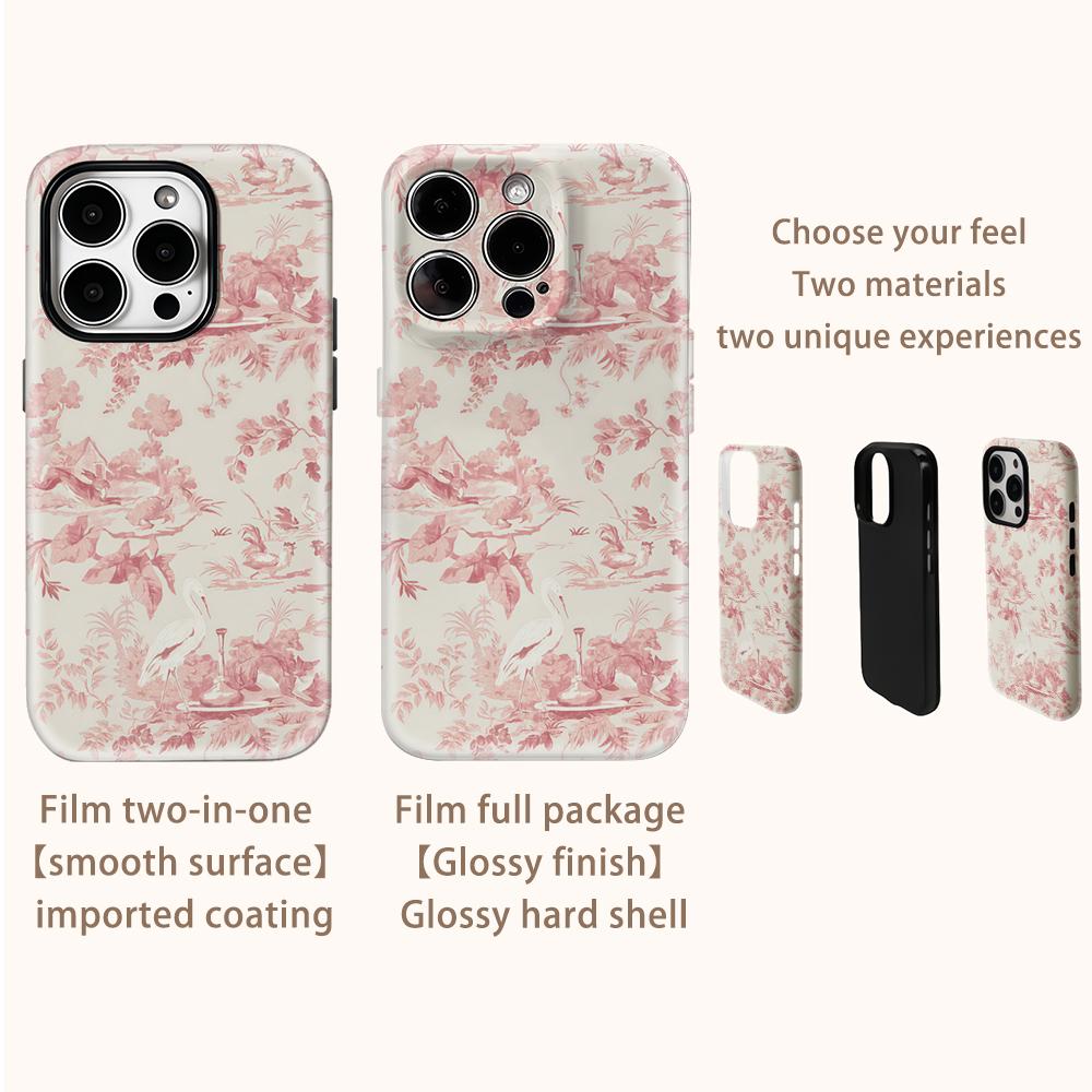 Custodia per Telefono Rosa Pastorale per IPhone 16 15 14 13 12 11 X XS XR XSMAX 7 8 Pro Max Plus Copertura Posteriore a Doppio Strato