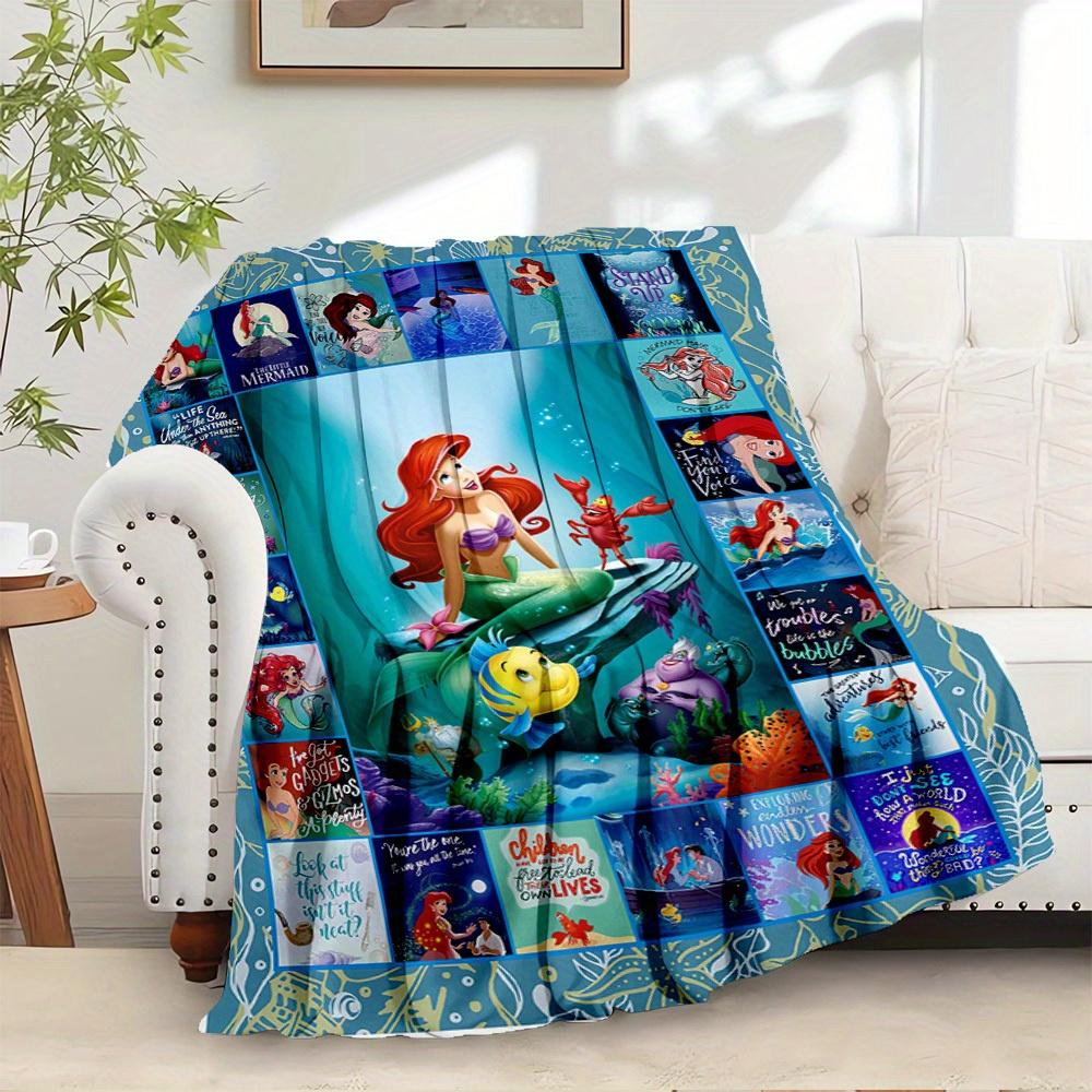 

1 pc Flannel Undersea World Mermaid Theme Collage Bed Cover Small Cover Blanket Sofa Blanket Room Decoration Birthday Giftc153 130x150cm