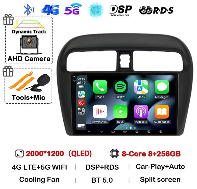 Android 14 Carplay Auto WIFI+4G For Mitsubishi Mirage Attrage 2012 - 2018 Car Radio Multimidia Video Player GPS Stereo Head Unit