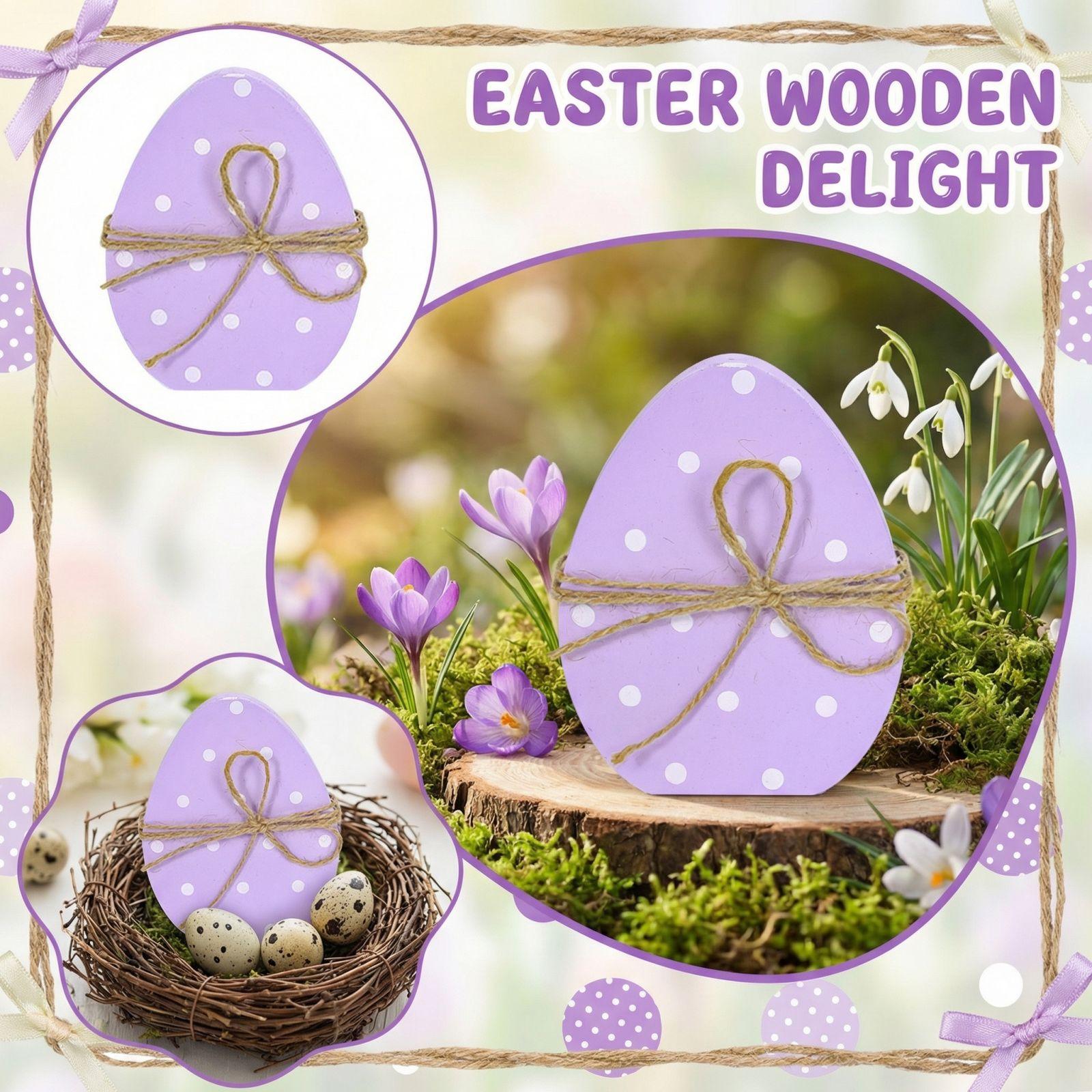 Пасхальные разноцветные кролики яйцо деревянная фигурка