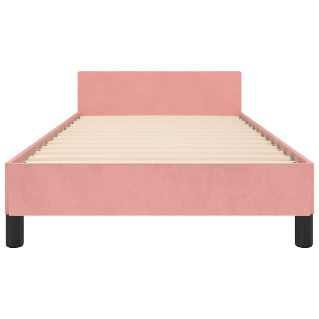 Pink Velvet Bed Frame with Headboard 90 x 190 cm